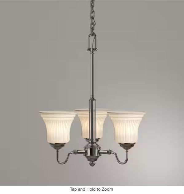 Creekford 3-Light Brushed Nickel Chandelier with Frosted Glass Shades