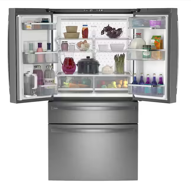 36 in 23.2 cu. ft. Counter-Depth Fingerprint Resistant 4-Door French-Door Refrigerator w/ Dual-Dispense AutoFill Pitcher-General Electric