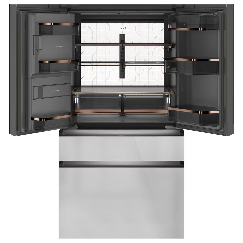22.3 Cu. Ft. 4-Door French Door Refrigerator in Platinum Glass-Cafe