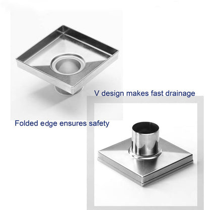 4 in. Square Stainless Steel Shower Drain - Wave Pattern in Zirconium Gold Plating