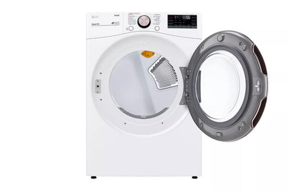 LG 7.4 Cubic Feet Ultra Large Capacity Smart Wi-Fi Enabled Front Load Gas Dryer with TurboSteam Technology and Built-In Intelligence (White)