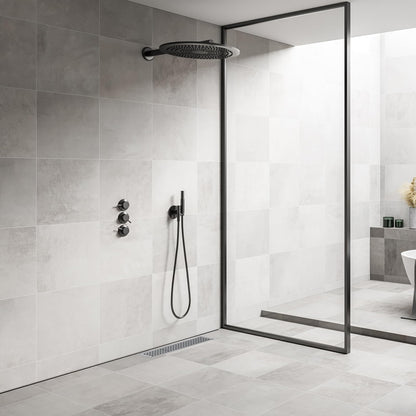 Linear Shower Drain with Removable Quadrato Pattern Grate, Brushed 304 Stainless Steel Rectangle Shower Floor Drain, Linear Drain with Leveling Feet,Hair Strainer