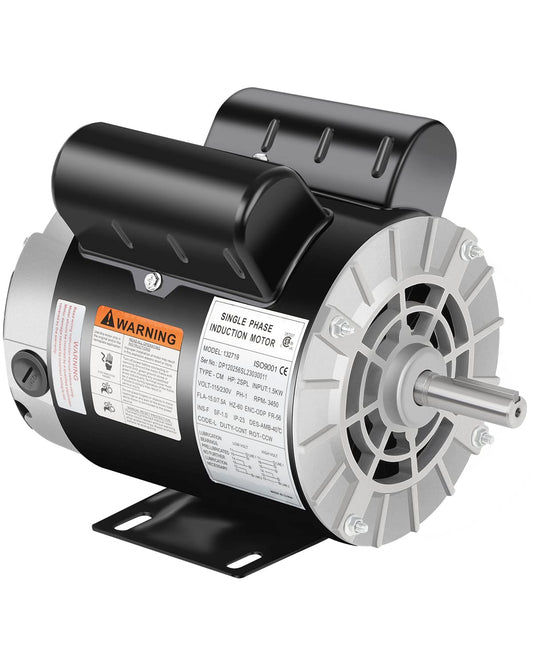 Air Compressor Electric Motor, 2HP SPL 3450 RPM, 115/230V Single Phase, 56 Frame 5/8 Keyed Shaft 60 Hz, Commercial-Duty CCW Rotation, 1.88 Shaft Length for Air Compressors