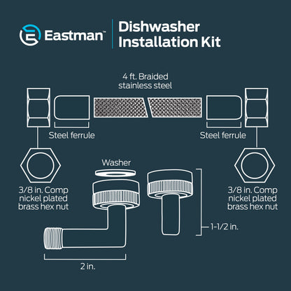 Eastman Stainless Steel Dishwasher Connector - 3/8" x 3/8"