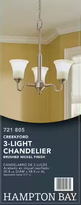 Creekford 3-Light Brushed Nickel Chandelier with Frosted Glass Shades