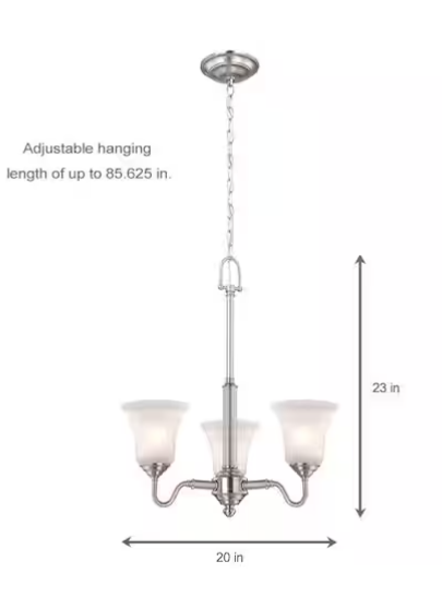 Creekford 3-Light Brushed Nickel Chandelier with Frosted Glass Shades