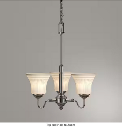 Creekford 3-Light Brushed Nickel Chandelier with Frosted Glass Shades