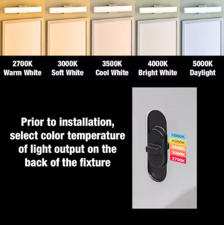 Grantham 24 in. Chrome LED Vanity Light Bar Bathroom Lighting Adjustable Color Warm White to Daylight 120-277 Volt