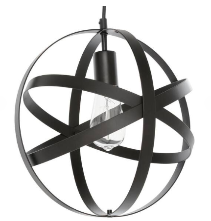 Orbit 1-Light Black Mini Pendant with Black Metal Strap Design and Bulb Included