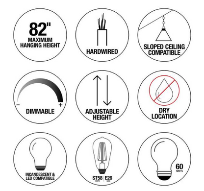 Orbit 1-Light Black Mini Pendant with Black Metal Strap Design and Bulb Included