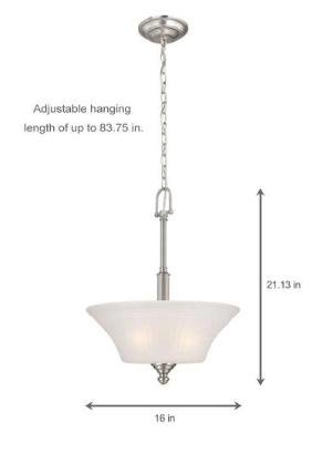 Creekford 3-Light Brushed Nickel Pendant with Frosted Glass Shade