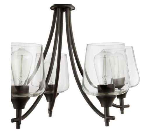Pavlen 5-Light 23 in. Rustic Bronze Hanging Candlestick Chandelier with Clear Glass Shades for Dining Room