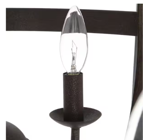 Keowee 24-1/4 in. 6-Light Artisan Black Iron with White Wood Accents Coastal Orb Chandelier for Kitchen Bulbs Included