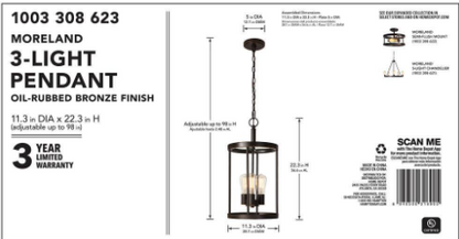 Moreland 3--Light Bronze Pendant