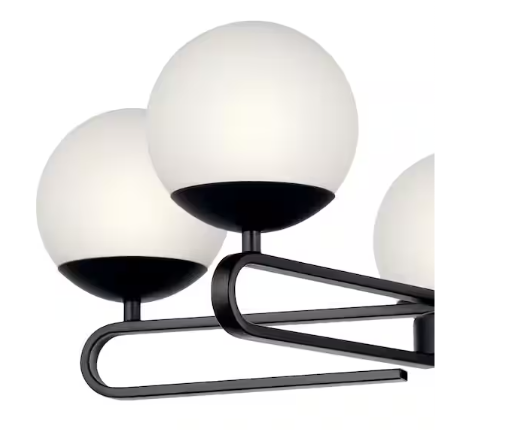 Ekero 25.5 in. 5-Light Matte Black Soft Modern Shaded Circle Chandelier for Kitchen