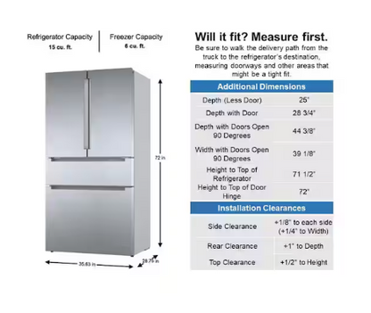 Bosch 800 Series 21 cu. ft. Smart Counter Depth 4-Door French Door Recessed Handle Refrigerator