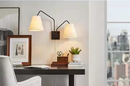 Hilley 32 in. 2-Light Matte Black Wall Sconce