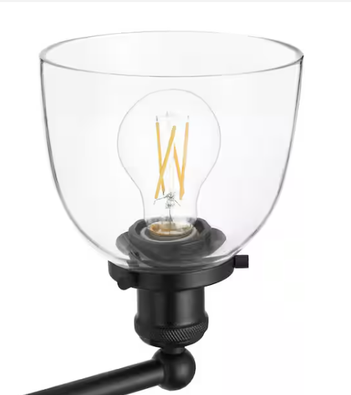 Evelyn 58.5 in. 6-Light Matte Black Modern Vanity Light with Clear Glass Shades