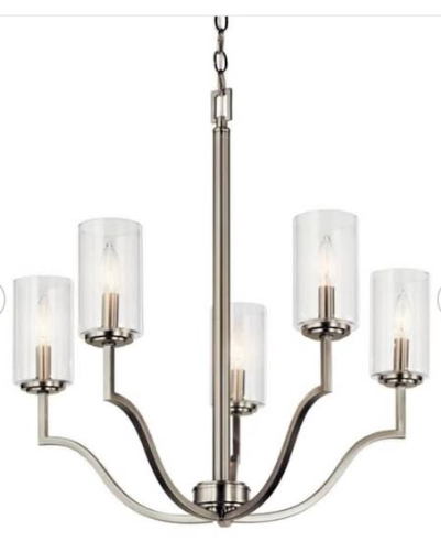 Armando 24.35 in. 5-Light Brushed Nickel Updated Traditional Shaded Circle Chandelier for Dining Room