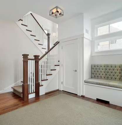 Heather Glen 12.4 in. 4-Light Black Square Flush Mount, Industrial Ceiling Light