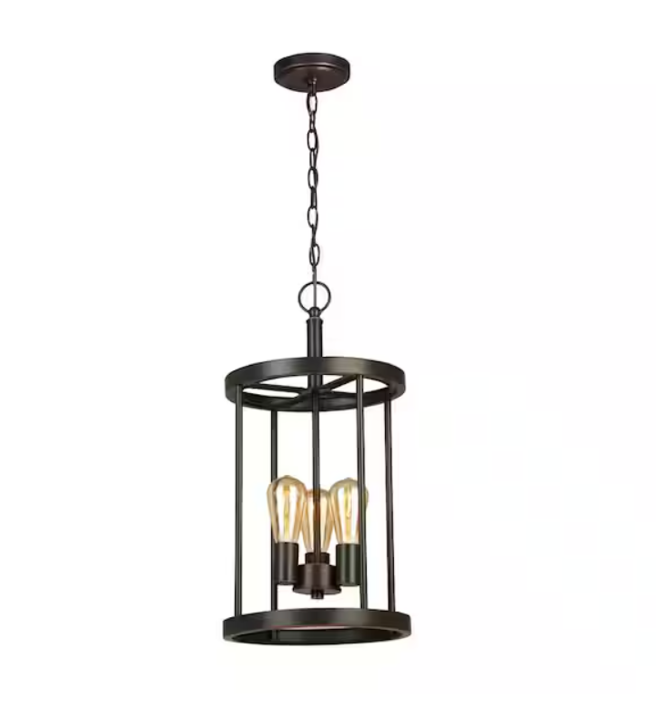 Hampton Bay Moreland 3--Light Bronze Pendant