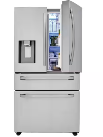 36 in. 28 cu. ft. Standard Depth 4-Door French Door Smart Refrigerator in Fingerprint Resistant Stainless Steel -  Samsung