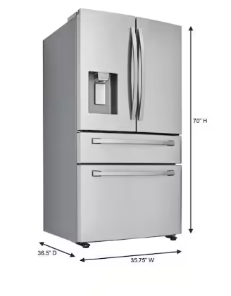 36 in. 28 cu. ft. Standard Depth 4-Door French Door Smart Refrigerator in Fingerprint Resistant Stainless Steel -  Samsung