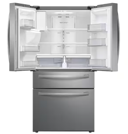 36 in. 28 cu. ft. Standard Depth 4-Door French Door Smart Refrigerator in Fingerprint Resistant Stainless Steel -  Samsung