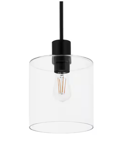 Hampton Bay Sutton Place 1-Light Matte Black Pendant