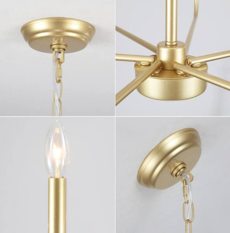 Mercer 6-Light Gold Classic/Traditional Chandelier Candle Style for Living Room Kitchen Island Foyer Bedroom