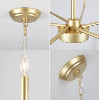 Mercer 6-Light Gold Classic/Traditional Chandelier Candle Style for Living Room Kitchen Island Foyer Bedroom