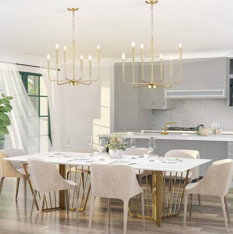 Mercer 6-Light Gold Classic/Traditional Chandelier Candle Style for Living Room Kitchen Island Foyer Bedroom