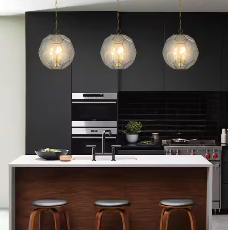 Bee 13.5 in. 3-Light Modern Bohemian Iron/Glass LED Pendant, Brass Gold/Clear