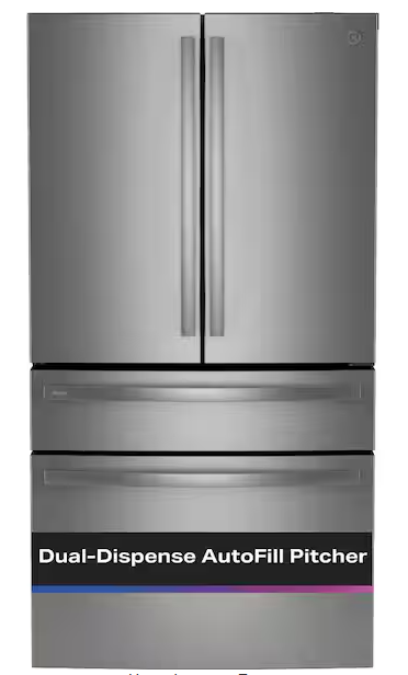 36 in 23.2 cu. ft. Counter-Depth Fingerprint Resistant 4-Door French-Door Refrigerator w/ Dual-Dispense AutoFill Pitcher-General Electric