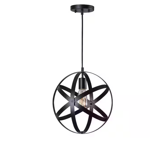 Home Decorators Collection Orbit 1-Light Black Mini Pendant