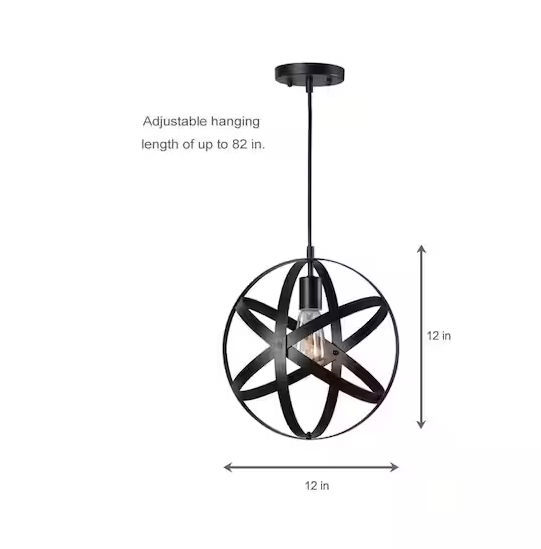 Home Decorators Collection Orbit 1-Light Black Mini Pendant