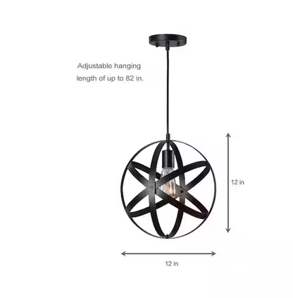 Home Decorators Collection Orbit 1-Light Black Mini Pendant