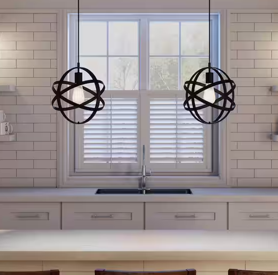 Home Decorators Collection Orbit 1-Light Black Mini Pendant