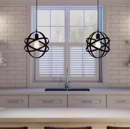 Home Decorators Collection Orbit 1-Light Black Mini Pendant