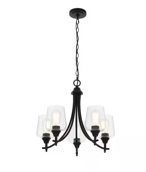 Pavlen 5-Light 23 in. Rustic Bronze Hanging Candlestick Chandelier