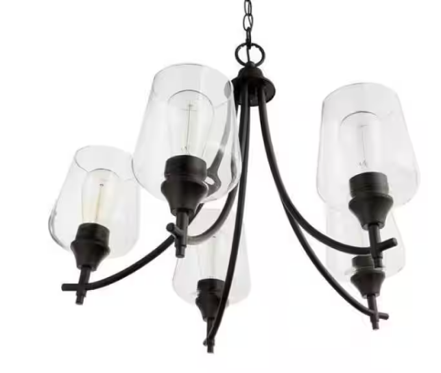 Pavlen 5-Light 23 in. Rustic Bronze Hanging Candlestick Chandelier