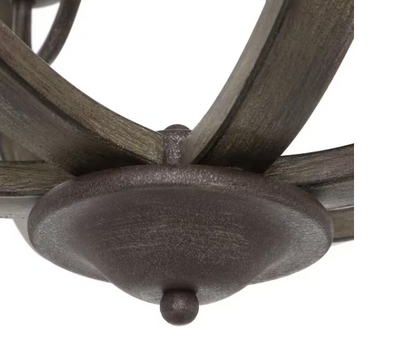 Keowee 24-1/4 in. 6-Light Artisan Black Iron with White Wood Accents Coastal Orb Chandelier for Kitchen Bulbs Included