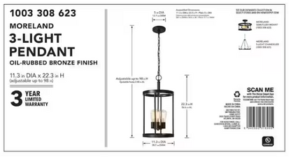 Moreland 3--Light Bronze Pendant