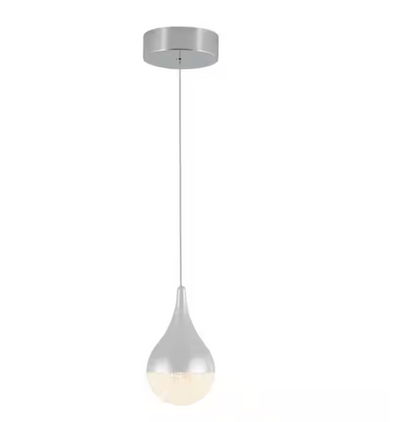 Glitzer 6.5-Watt 1-Light Modern Chrome Integrated LED Hanging Mini Pendant Light Fixture for Kitchen Island