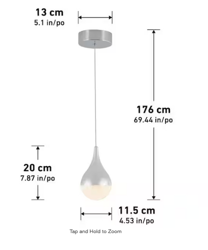 Glitzer 6.5-Watt 1-Light Modern Chrome Integrated LED Hanging Mini Pendant Light Fixture for Kitchen Island