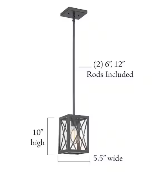 Harwood 60-Watt 1-Light Matte Black Industrial Mini Pendant Light with Open Cage Design and No Bulbs Included