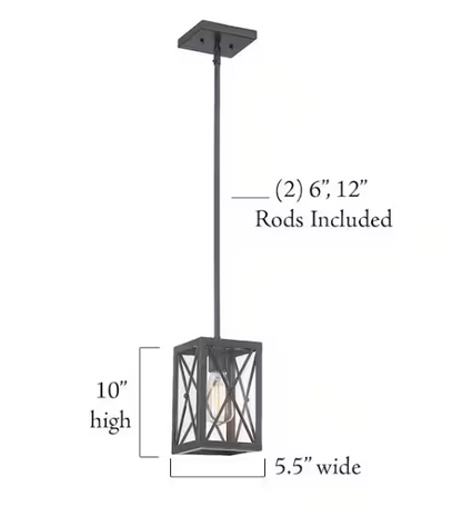 Harwood 60-Watt 1-Light Matte Black Industrial Mini Pendant Light with Open Cage Design and No Bulbs Included
