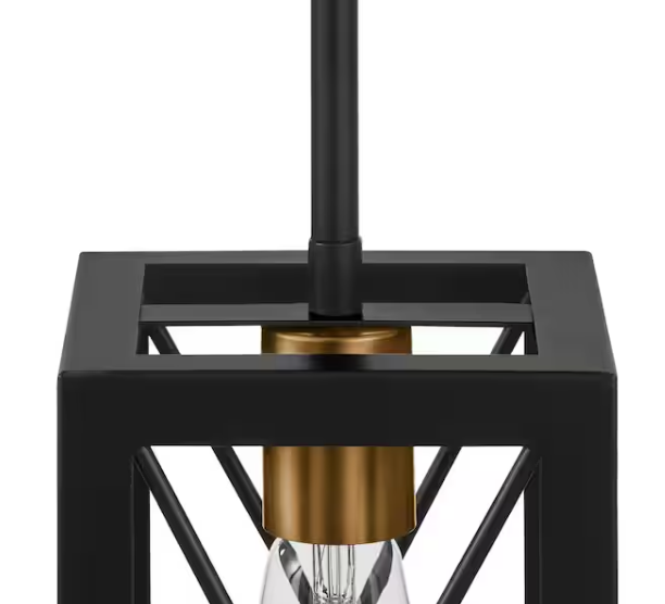 Harwood 60-Watt 1-Light Matte Black Industrial Mini Pendant Light with Open Cage Design and No Bulbs Included