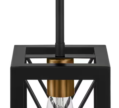 Harwood 60-Watt 1-Light Matte Black Industrial Mini Pendant Light with Open Cage Design and No Bulbs Included