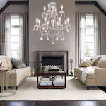 Caventi 12-Light Chrome Modern Candle-Style Teardrop Crystal Chain Chandelier Clear Glass